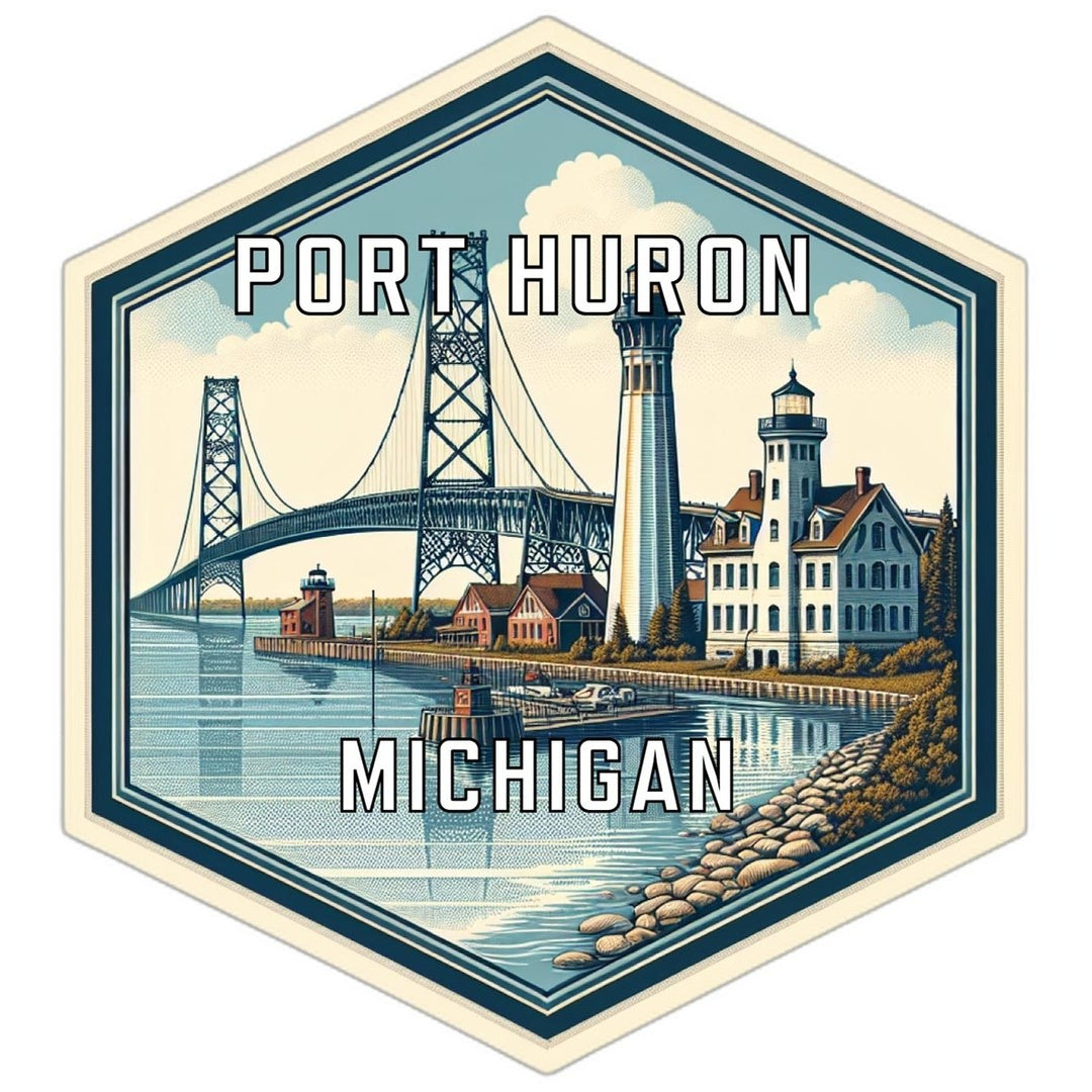 Port Huron Michigan Souvenir Travel Destination Die Cut Hexagon Fridge Magnet Image 1