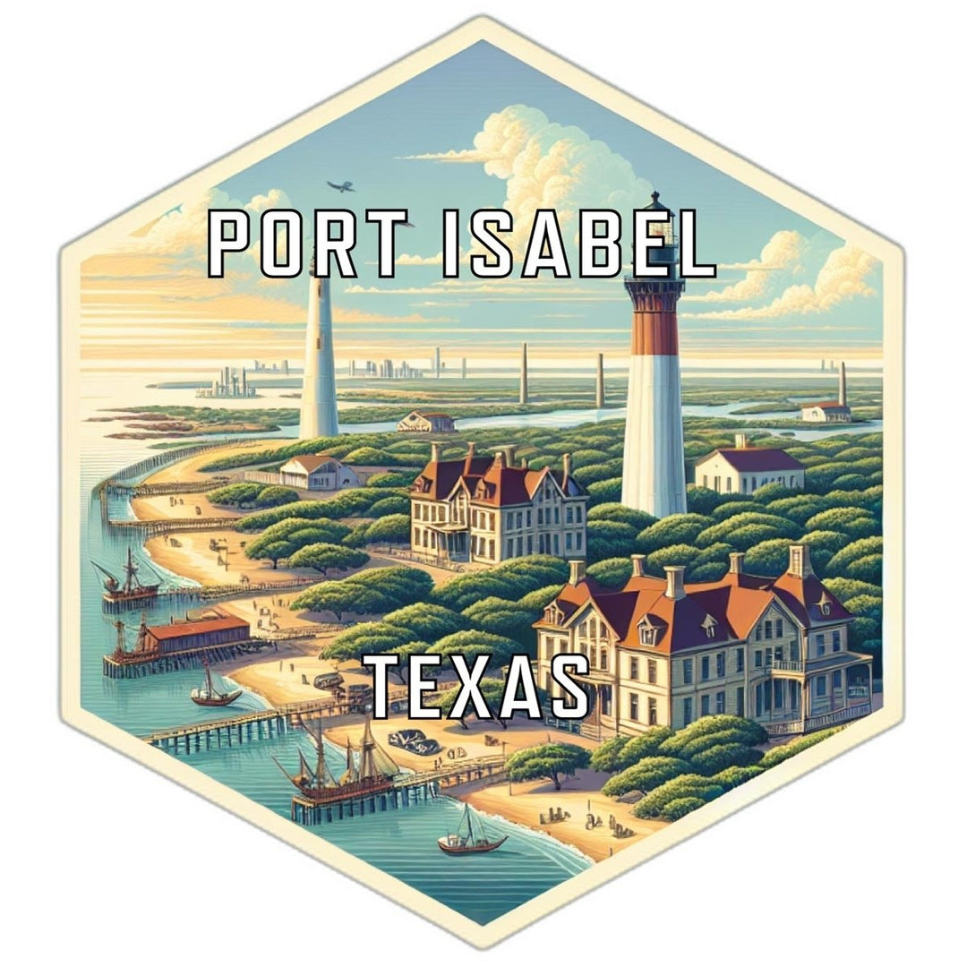 Port Isabel Texas Souvenir Travel Destination Die Cut Hexagon Fridge Magnet Image 1