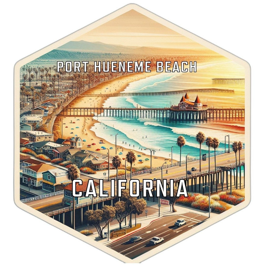 Port Hueneme Beach California Souvenir Travel Destination Die Cut Hexagon Fridge Magnet Image 1