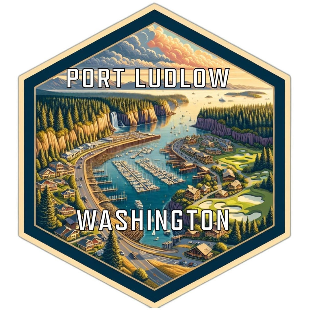 Port Ludlow Washington Souvenir Travel Destination Die Cut Hexagon Fridge Magnet Image 1