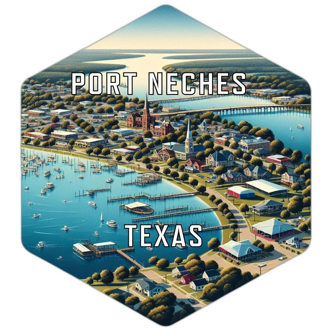 Port Neches Texas Souvenir Travel Destination Die Cut Hexagon Fridge Magnet Image 1