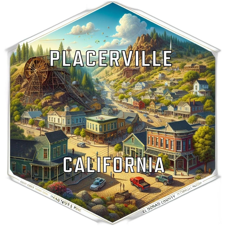 Placerville California Souvenir Travel Destination Die Cut Hexagon Fridge Magnet Image 1