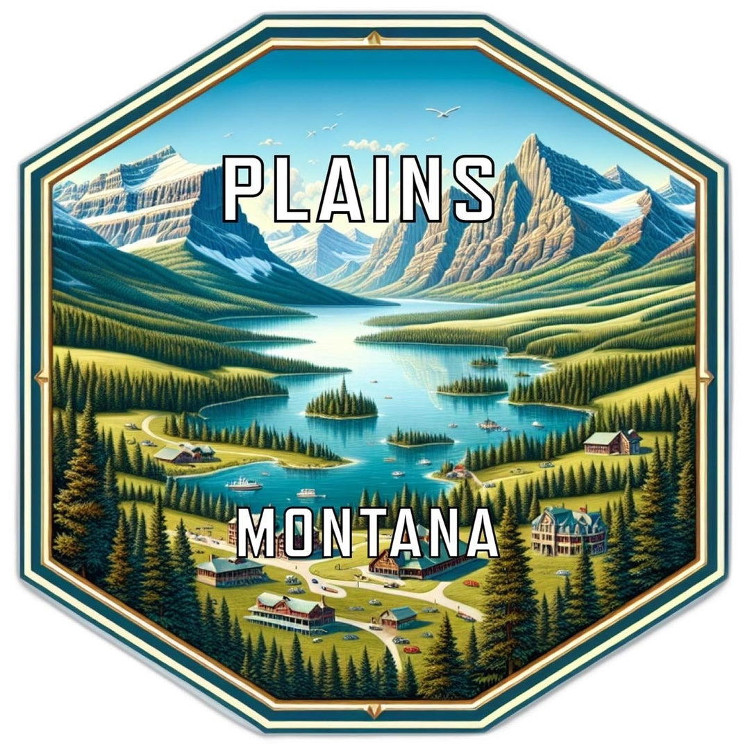 Plains Montana Souvenir Travel Destination Die Cut Hexagon Fridge Magnet Image 1