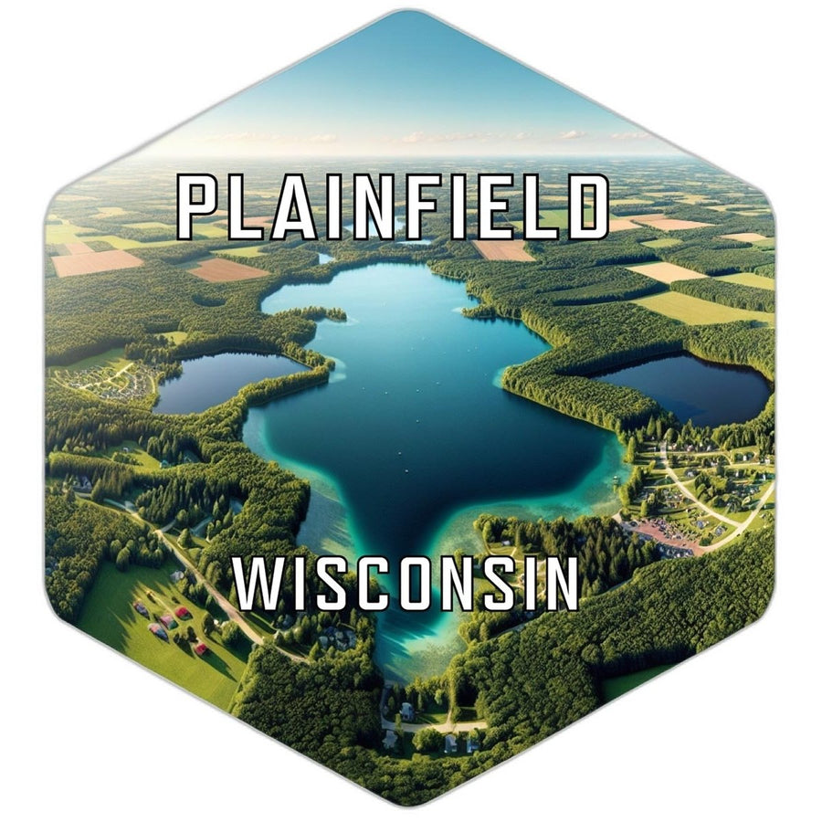 Plainfield Wisconsin Souvenir Travel Destination Die Cut Hexagon Fridge Magnet Image 1