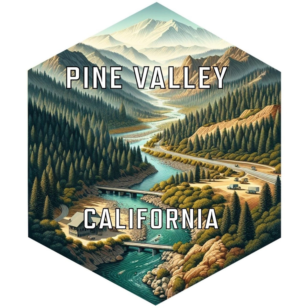 Pine Valley California Souvenir Travel Destination Die Cut Hexagon Fridge Magnet Image 1