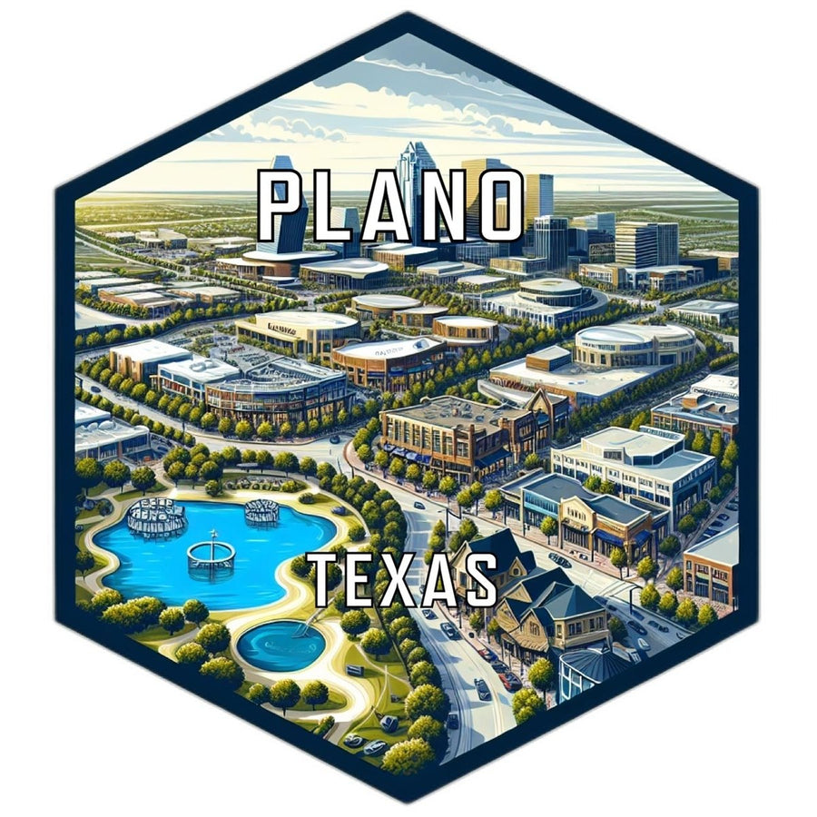 Plano Texas Souvenir Travel Destination Die Cut Hexagon Fridge Magnet Image 1