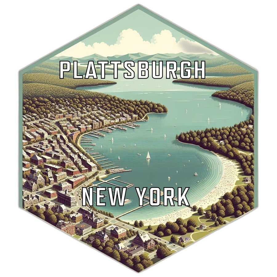 Plattsburgh York Souvenir Travel Destination Die Cut Hexagon Fridge Magnet Image 1