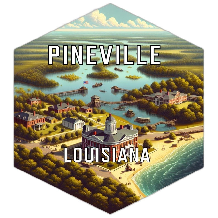 Pineville Louisiana Souvenir Travel Destination Die Cut Hexagon Fridge Magnet Image 1