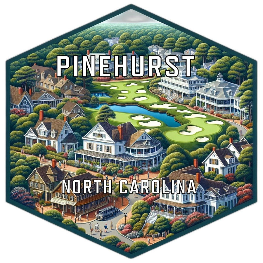 Pinehurst North Carolina Souvenir Travel Destination Die Cut Hexagon Fridge Magnet Image 1