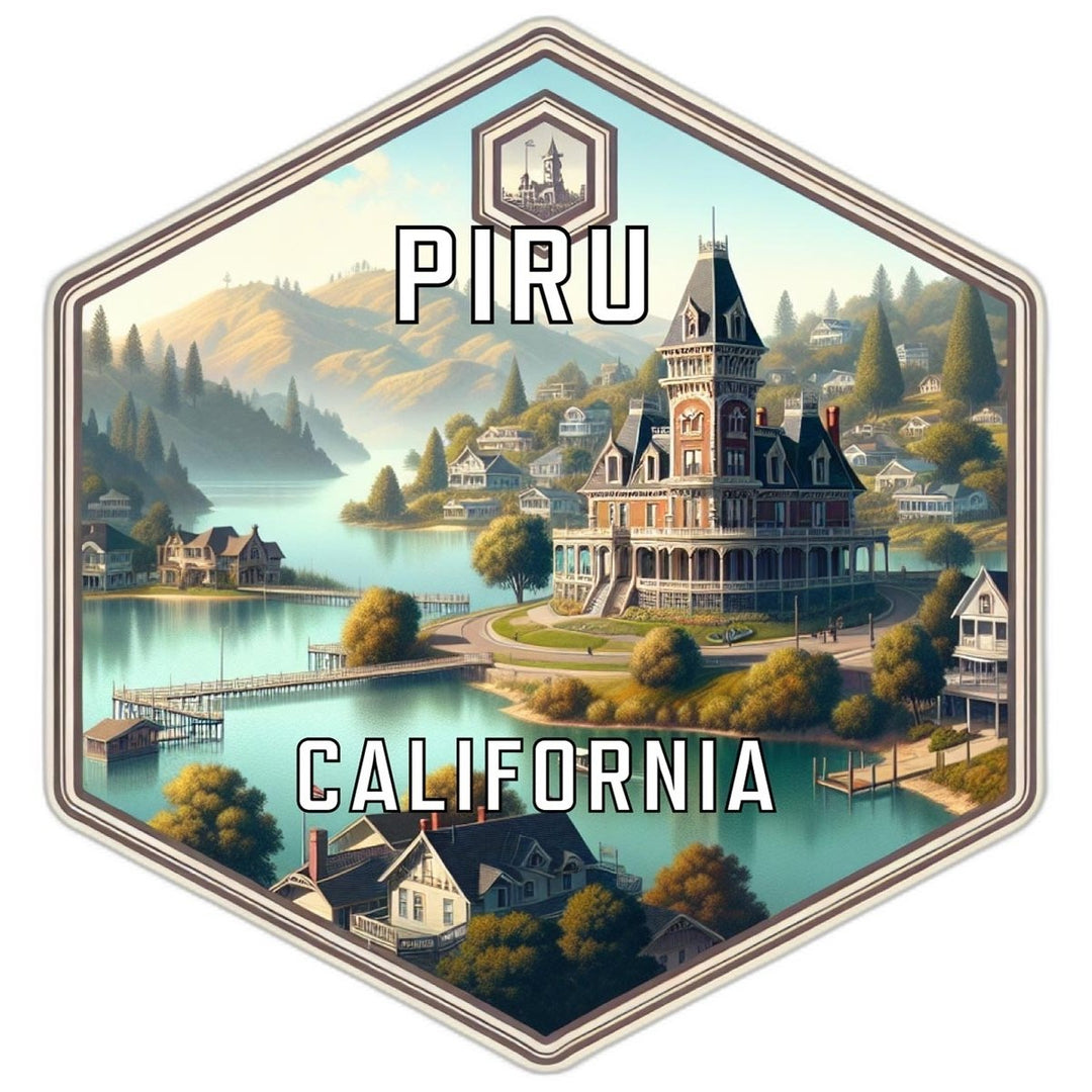 Piru California Souvenir Travel Destination Die Cut Hexagon Fridge Magnet Image 1