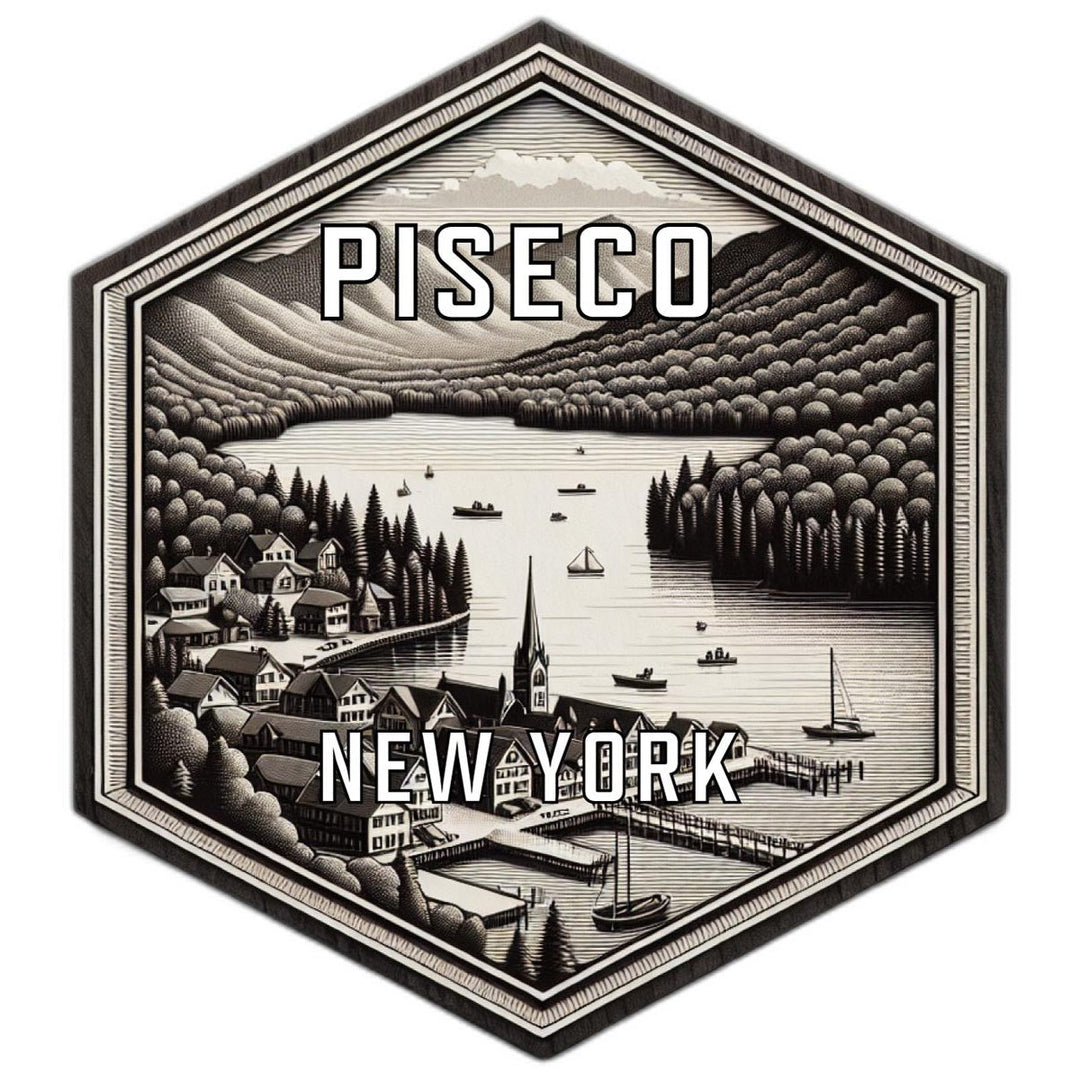 Piseco York Souvenir Travel Destination Die Cut Hexagon Fridge Magnet Image 1