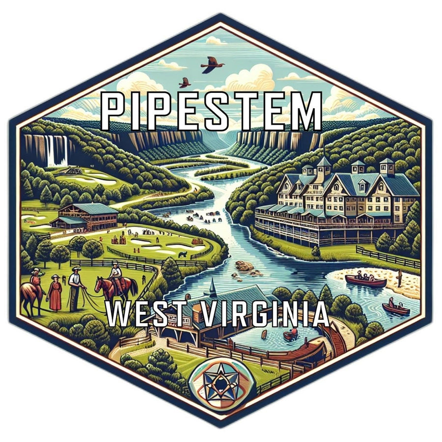 Pipestem West Virginia Souvenir Travel Destination Die Cut Hexagon Fridge Magnet Image 1