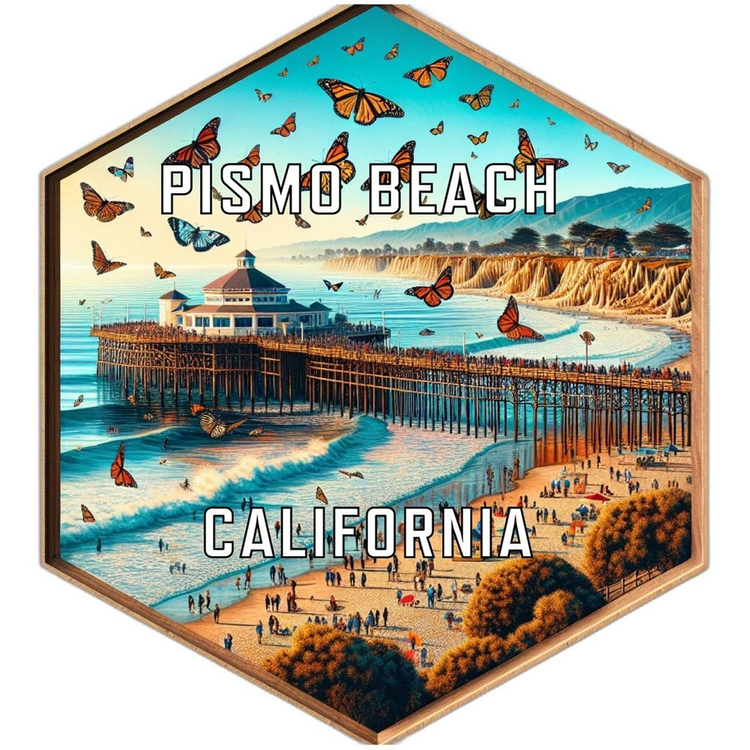 Pismo Beach California Souvenir Travel Destination Die Cut Hexagon Fridge Magnet Image 1