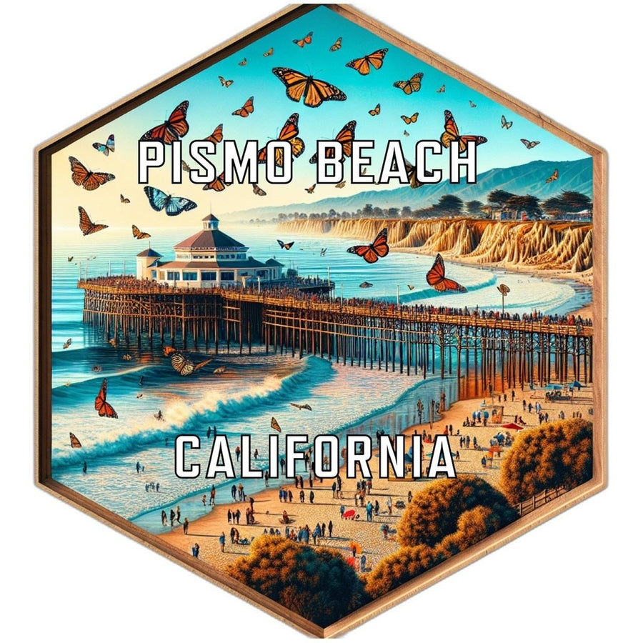 Pismo Beach California Souvenir Travel Destination Die Cut Hexagon Fridge Magnet Image 1