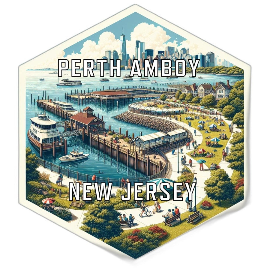 Perth Amboy Jersey Souvenir Travel Destination Die Cut Hexagon Fridge Magnet Image 1