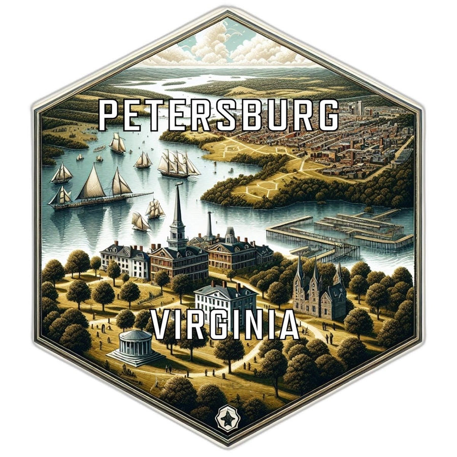 Petersburg Virginia Souvenir Travel Destination Die Cut Hexagon Fridge Magnet Image 1