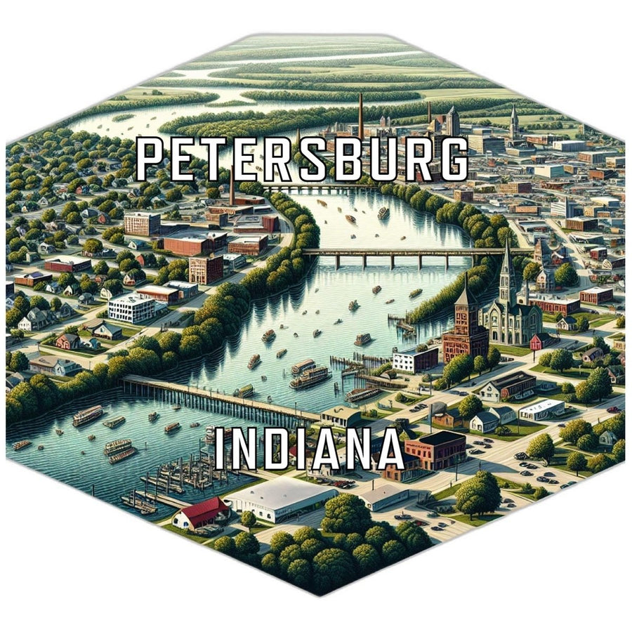 Petersburg Indiana Souvenir Travel Destination Die Cut Hexagon Fridge Magnet Image 1