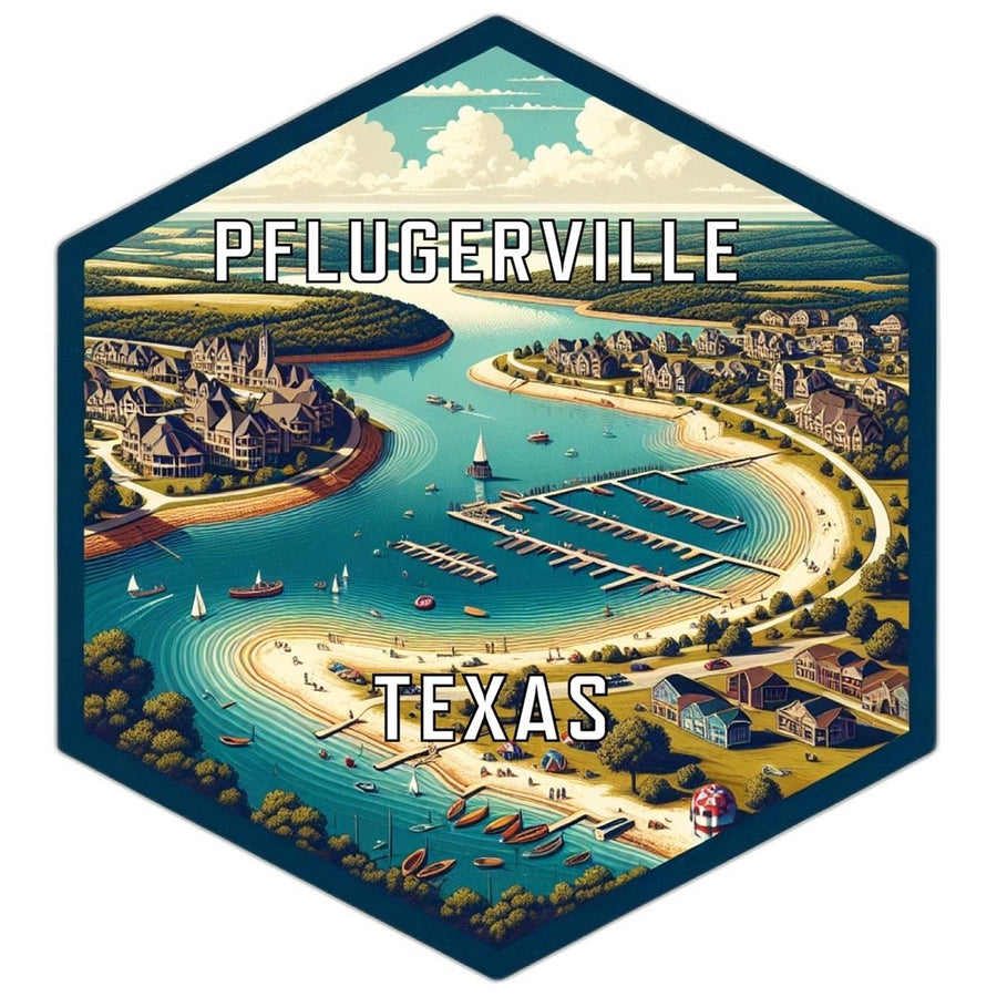 Pflugerville Texas Souvenir Travel Destination Die Cut Hexagon Fridge Magnet Image 1