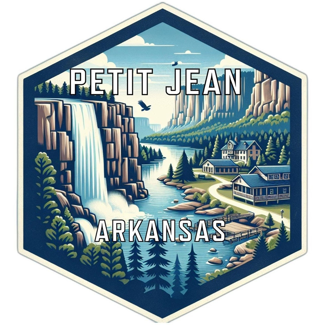 Petit Jean Arkansas Souvenir Travel Destination Die Cut Hexagon Fridge Magnet Image 1