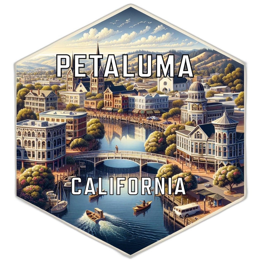 Petaluma California Souvenir Travel Destination Die Cut Hexagon Fridge Magnet Image 1