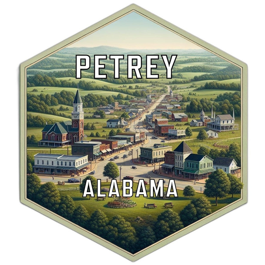 Petrey Alabama Souvenir Travel Destination Die Cut Hexagon Fridge Magnet Image 1