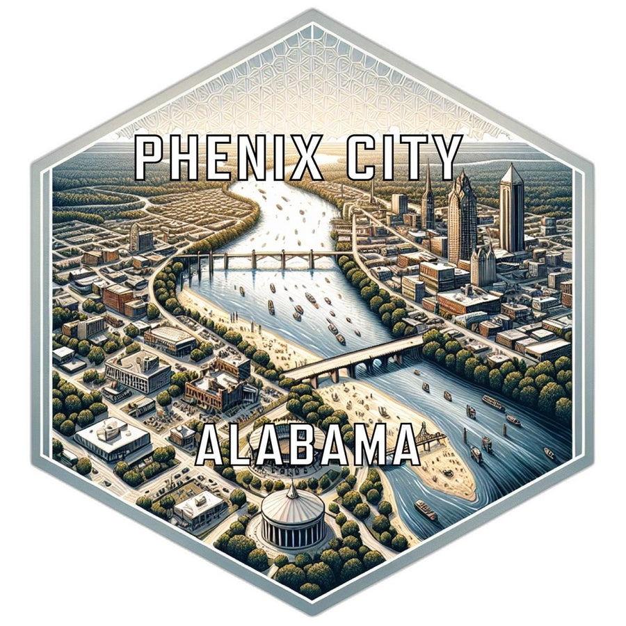 Phenix City Alabama Souvenir Travel Destination Die Cut Hexagon Fridge Magnet Image 1