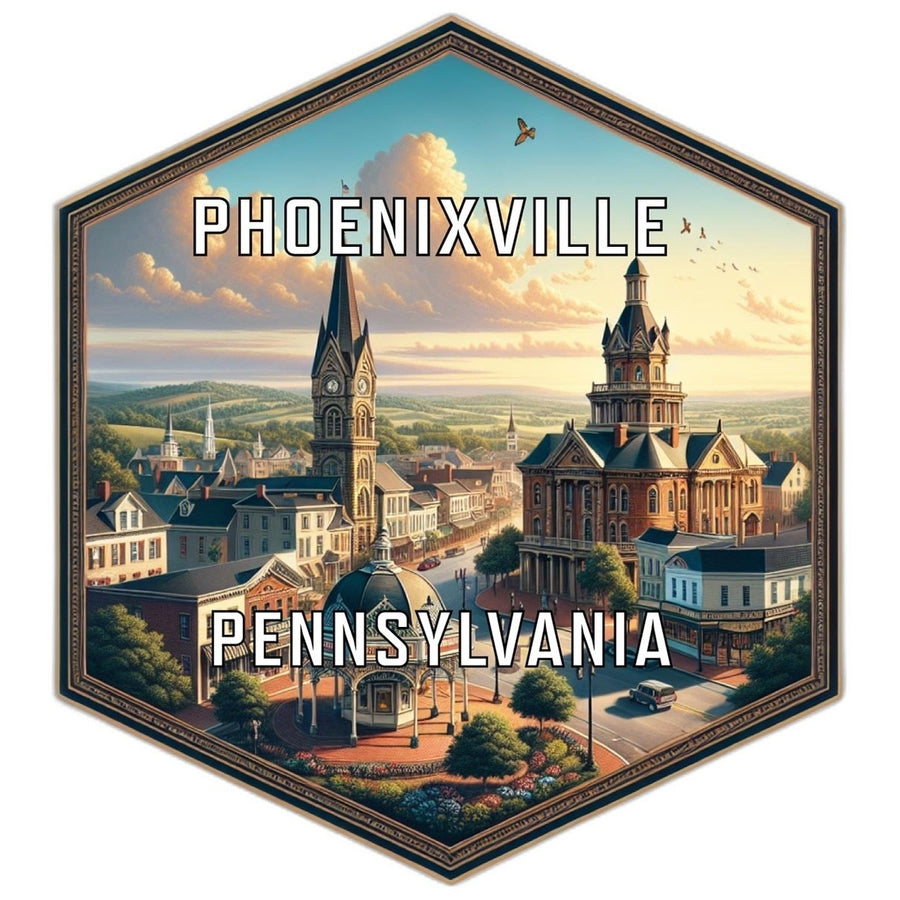 Phoenixville Pennsylvania Souvenir Travel Destination Die Cut Hexagon Fridge Magnet Image 1