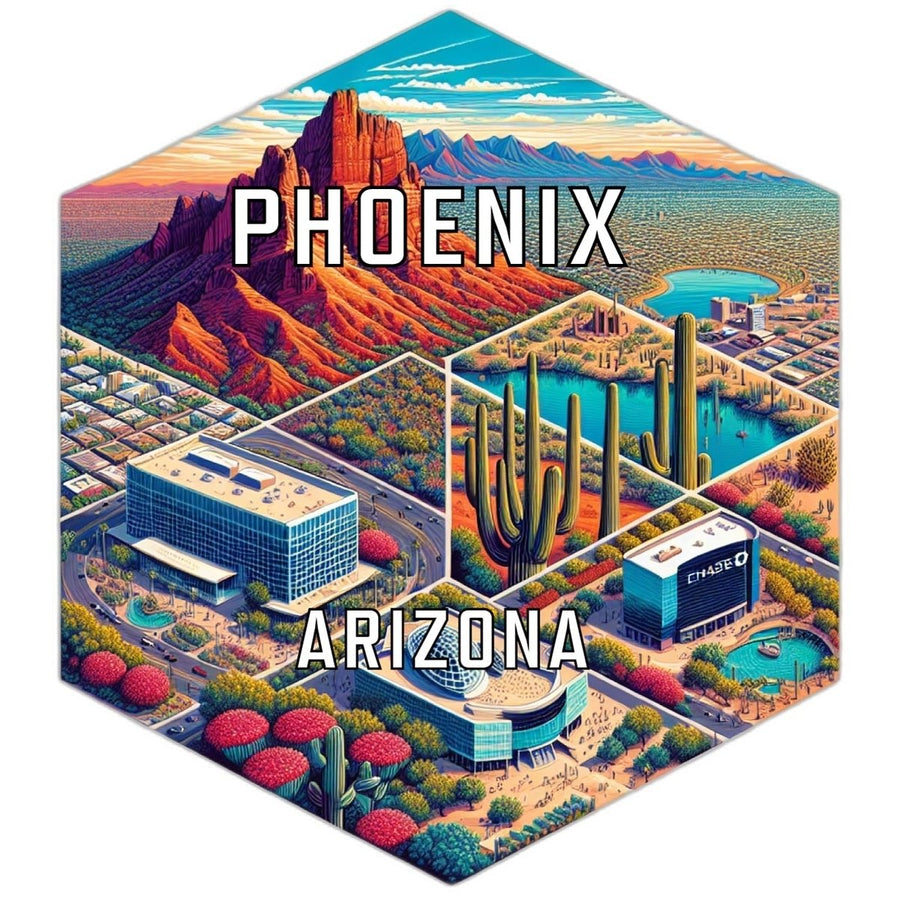 Phoenix Arizona Souvenir Travel Destination Die Cut Hexagon Fridge Magnet Image 1