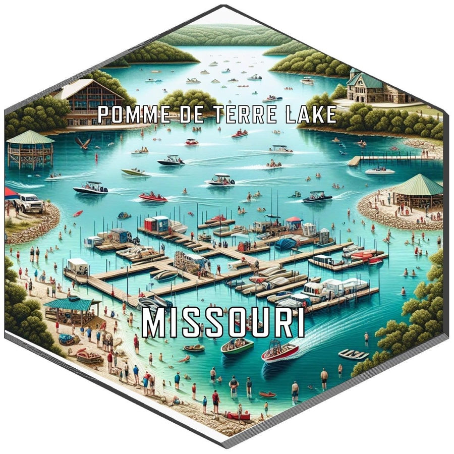 Pomme De Terre Lake Missouri Souvenir Travel Destination Die Cut Hexagon Fridge Magnet Image 1