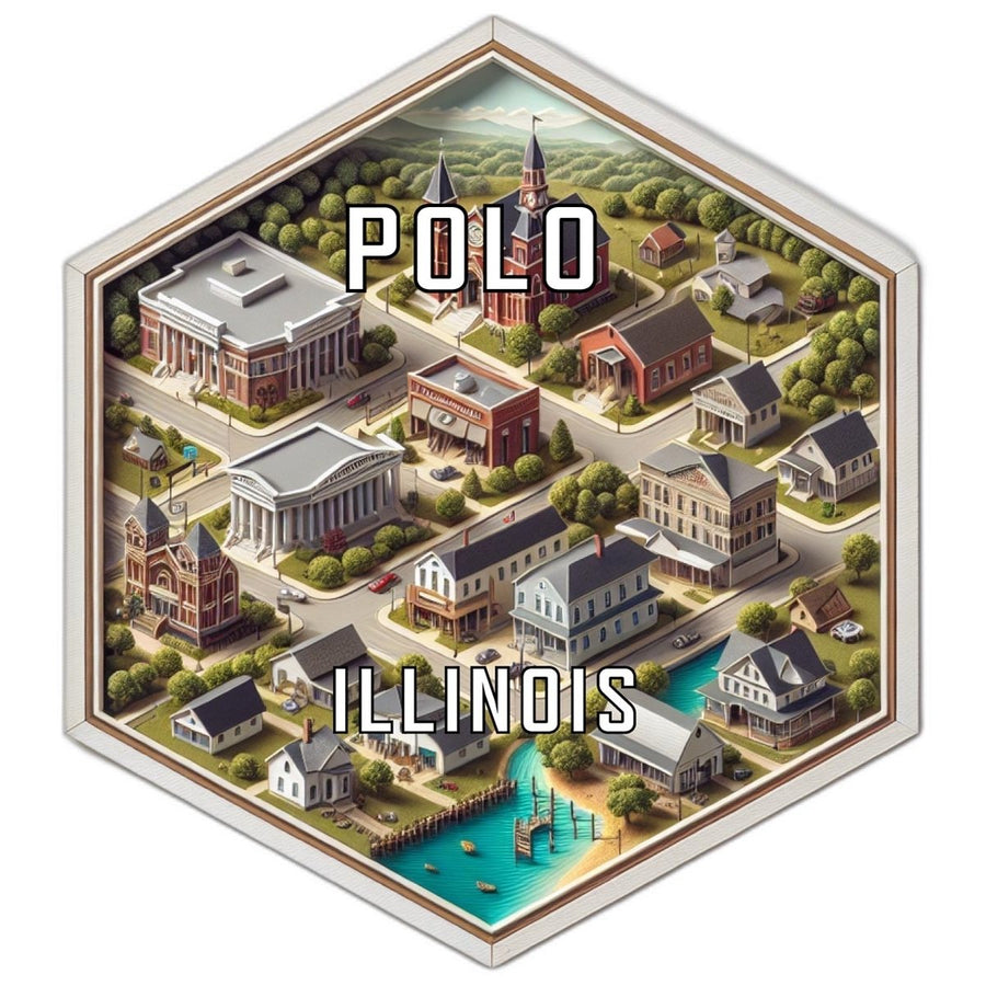 Polo Illinois Souvenir Travel Destination Die Cut Hexagon Fridge Magnet Image 1