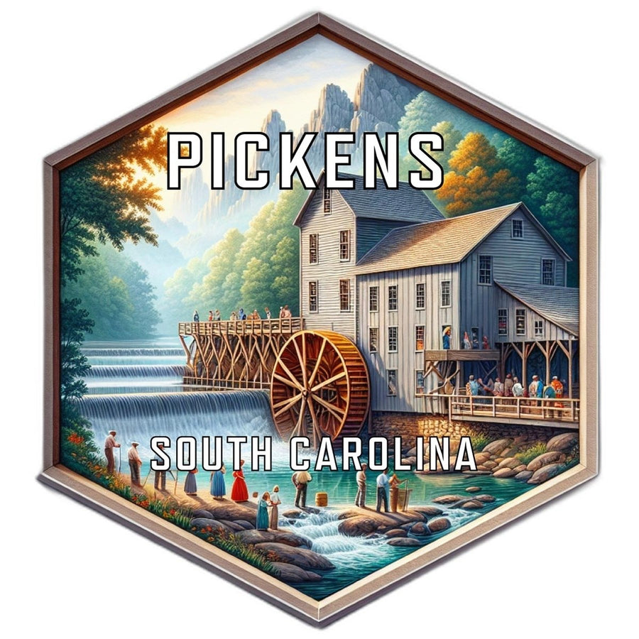 Pickens South Carolina Souvenir Travel Destination Die Cut Hexagon Fridge Magnet Image 1