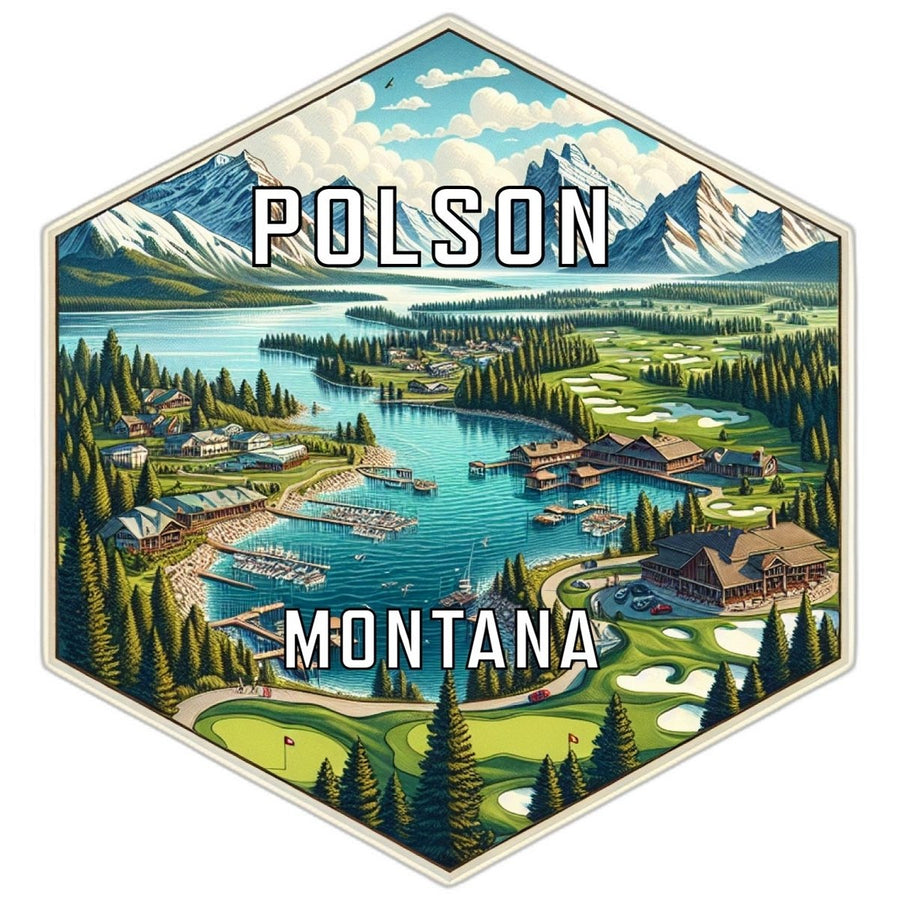 Polson Montana Souvenir Travel Destination Die Cut Hexagon Fridge Magnet Image 1