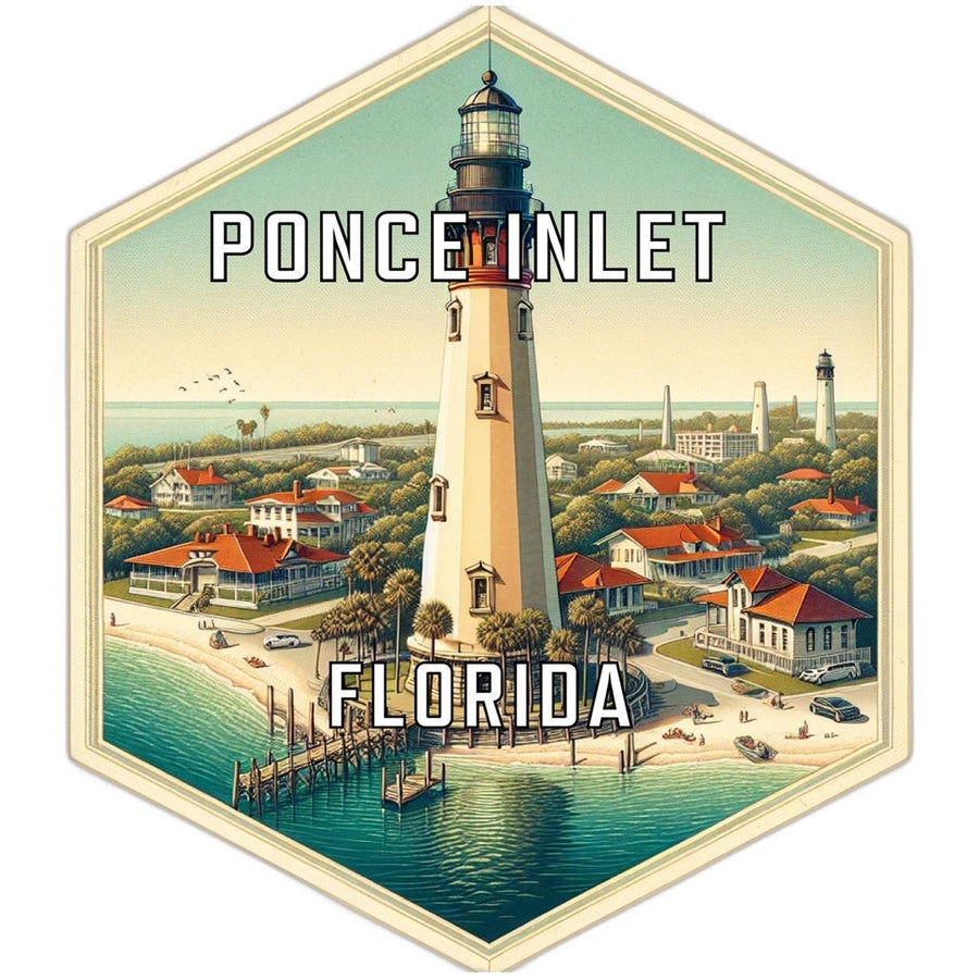 Ponce Inlet Florida Souvenir Travel Destination Die Cut Hexagon Fridge Magnet Image 1