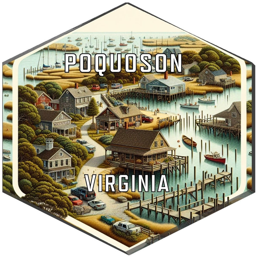 Poquoson Virginia Souvenir Travel Destination Die Cut Hexagon Fridge Magnet Image 1