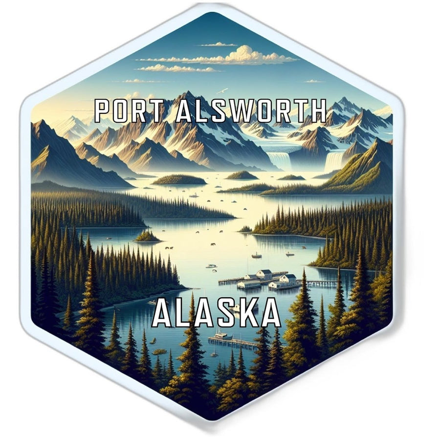 Port Alsworth Alaska Souvenir Travel Destination Die Cut Hexagon Fridge Magnet Image 1