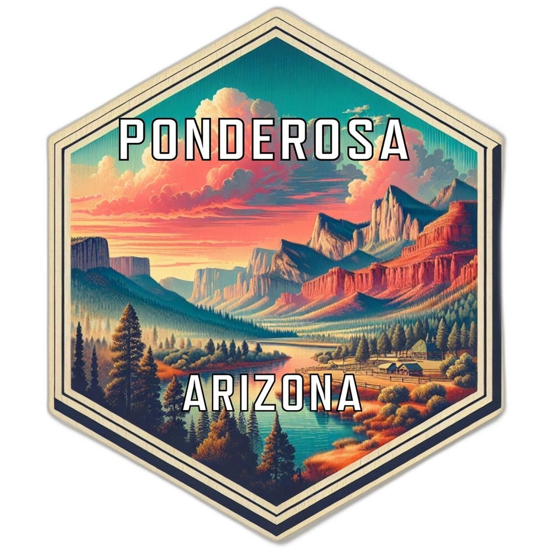 Ponderosa Arizona Souvenir Travel Destination Die Cut Hexagon Fridge Magnet Image 1