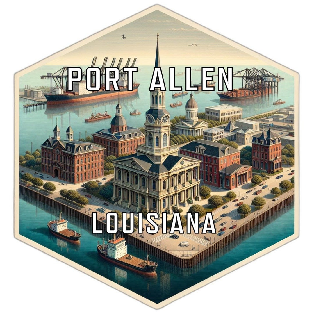 Port Allen Louisiana Souvenir Travel Destination Die Cut Hexagon Fridge Magnet Image 1