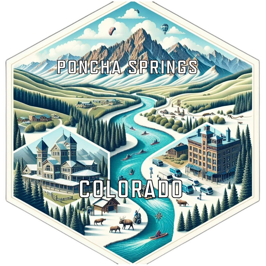 Poncha Springs Colorado Souvenir Travel Destination Die Cut Hexagon Fridge Magnet Image 1