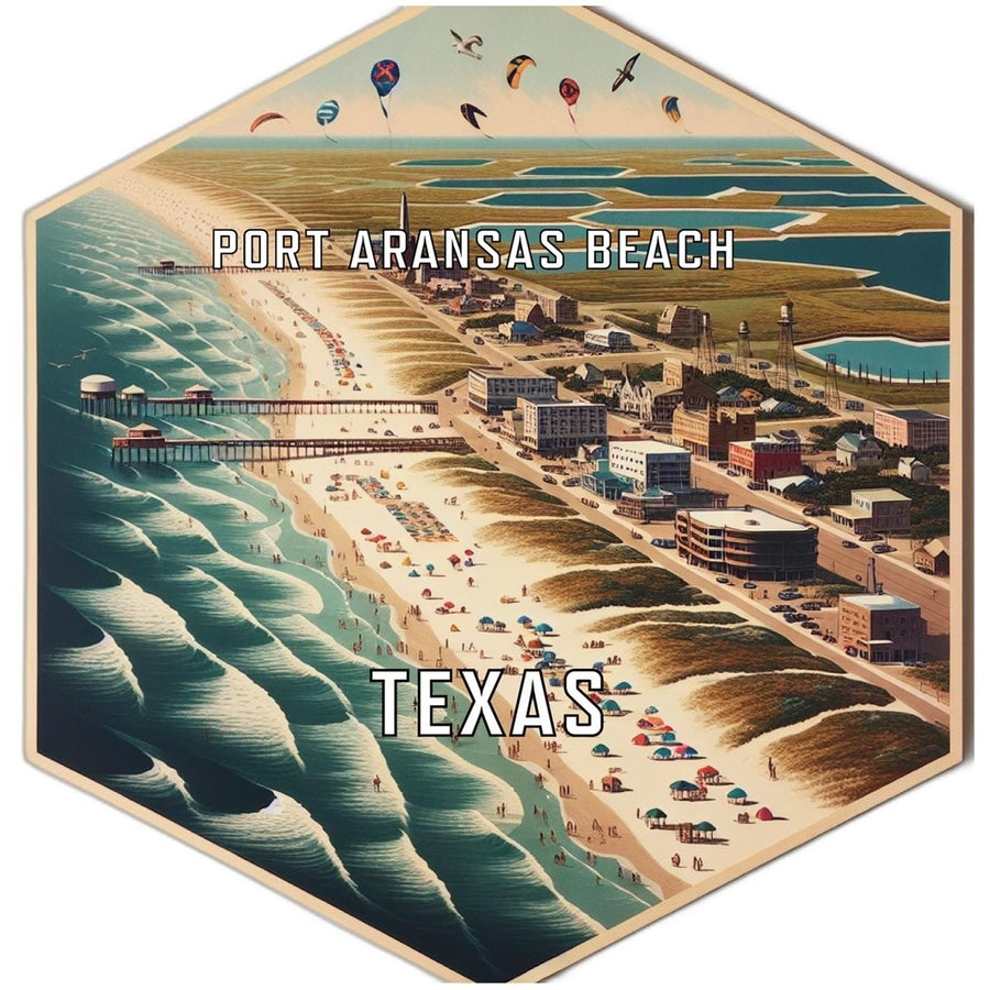 Port Aransas Beach Texas Souvenir Travel Destination Die Cut Hexagon Fridge Magnet Image 1