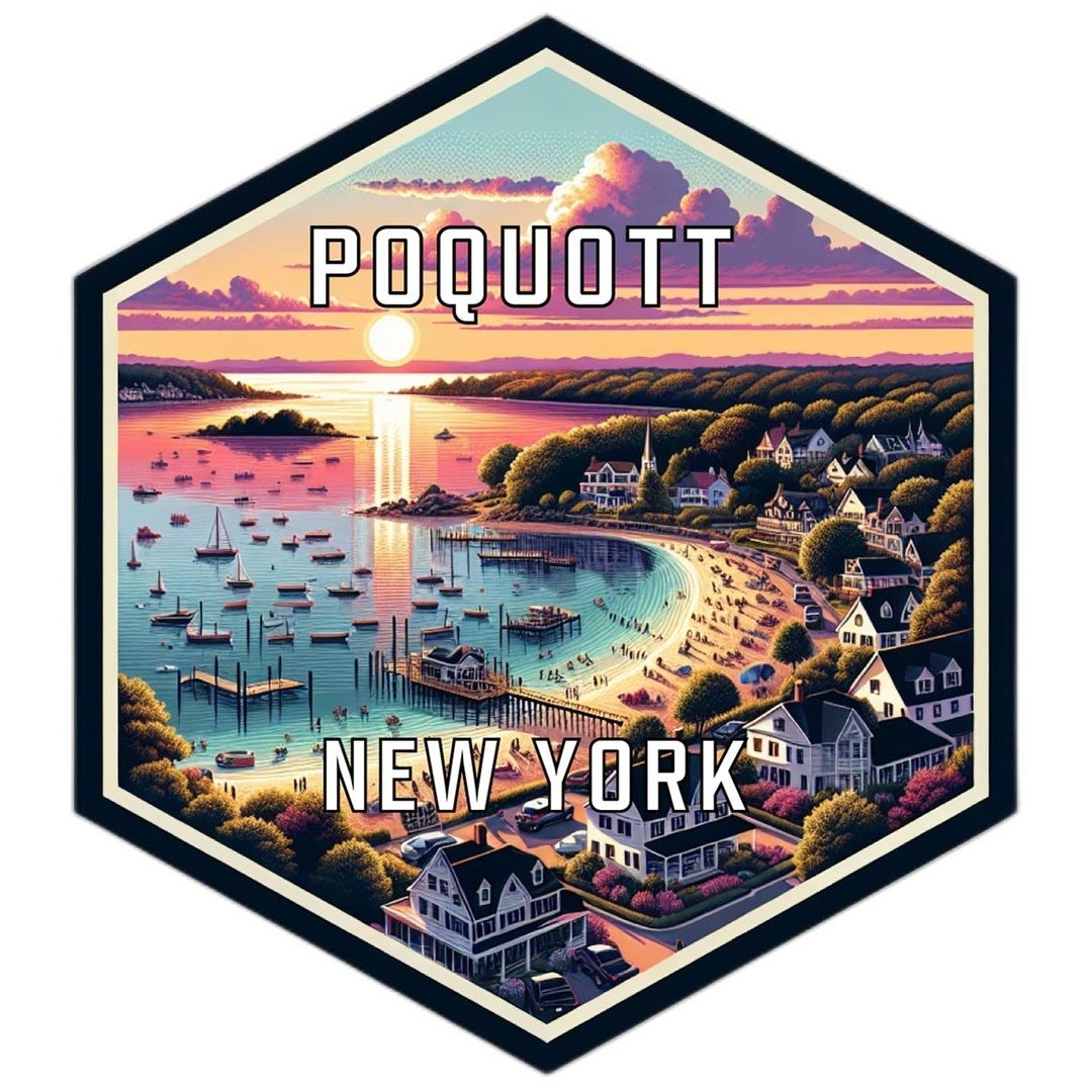 Poquott York Souvenir Travel Destination Die Cut Hexagon Fridge Magnet Image 1