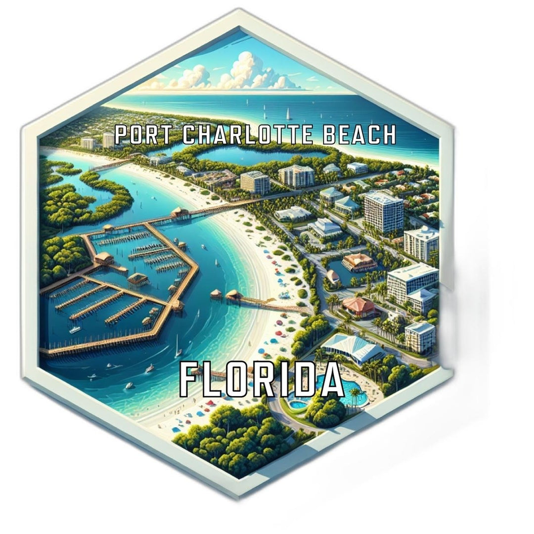 Port Charlotte Beach Florida Souvenir Travel Destination Die Cut Hexagon Fridge Magnet Image 1