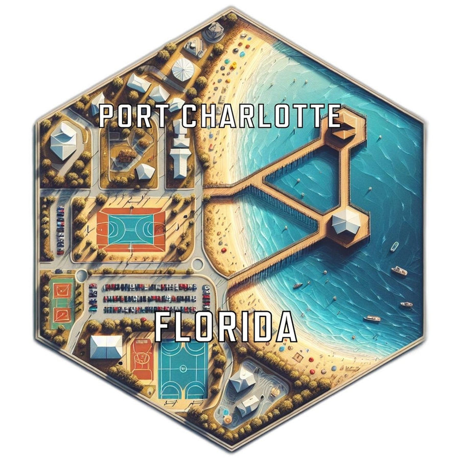 Port Charlotte Florida Souvenir Travel Destination Die Cut Hexagon Fridge Magnet Image 1