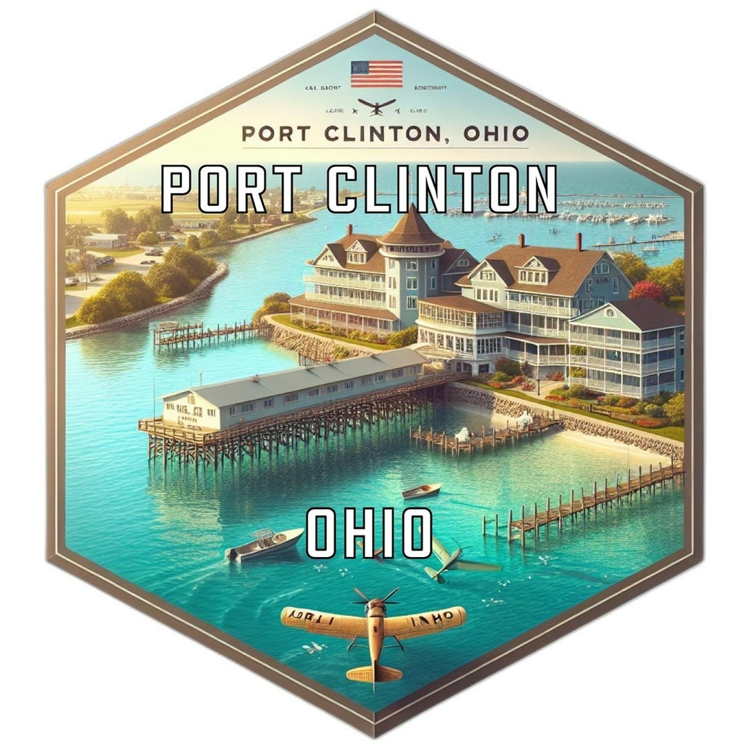 Port Clinton Ohio Souvenir Travel Destination Die Cut Hexagon Fridge Magnet Image 1