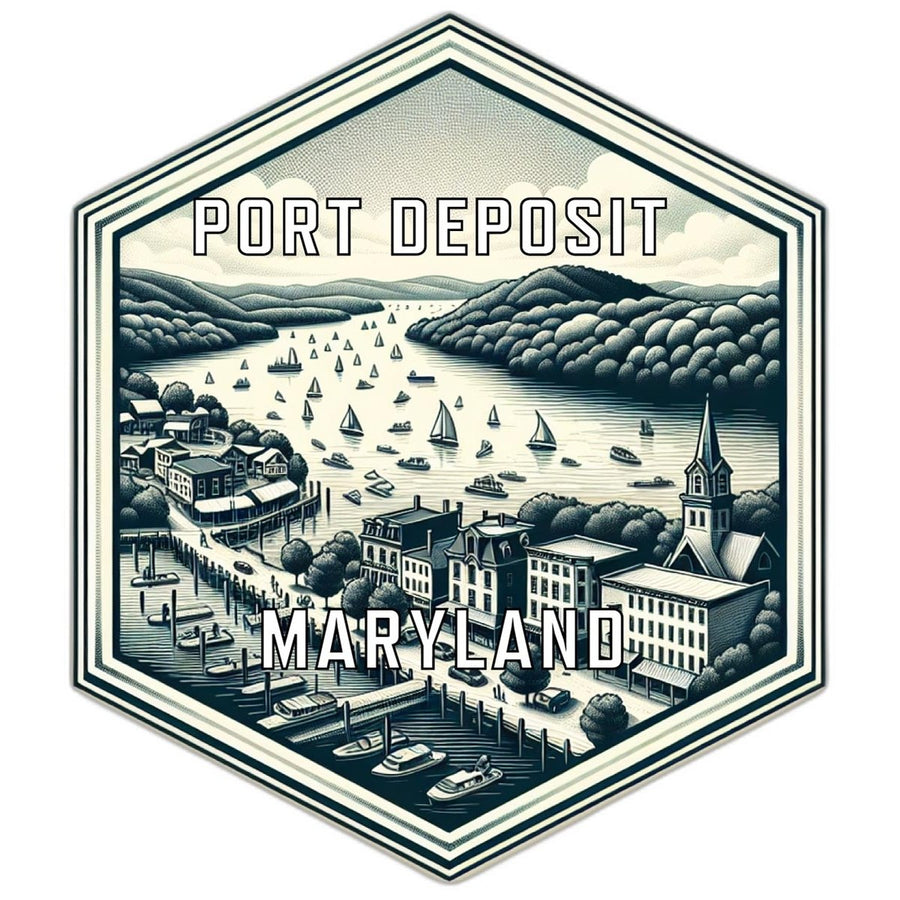 Port Deposit Maryland Souvenir Travel Destination Die Cut Hexagon Fridge Magnet Image 1