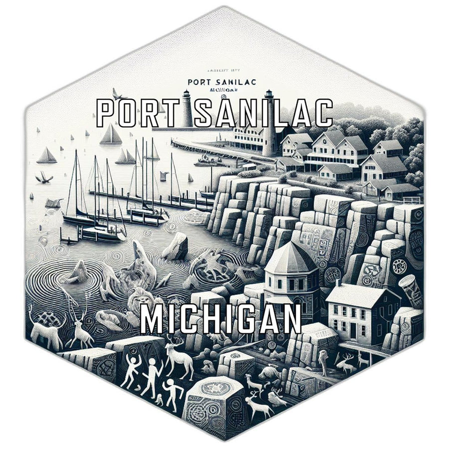 Port Sanilac Michigan Souvenir Travel Destination Die Cut Hexagon Fridge Magnet Image 1