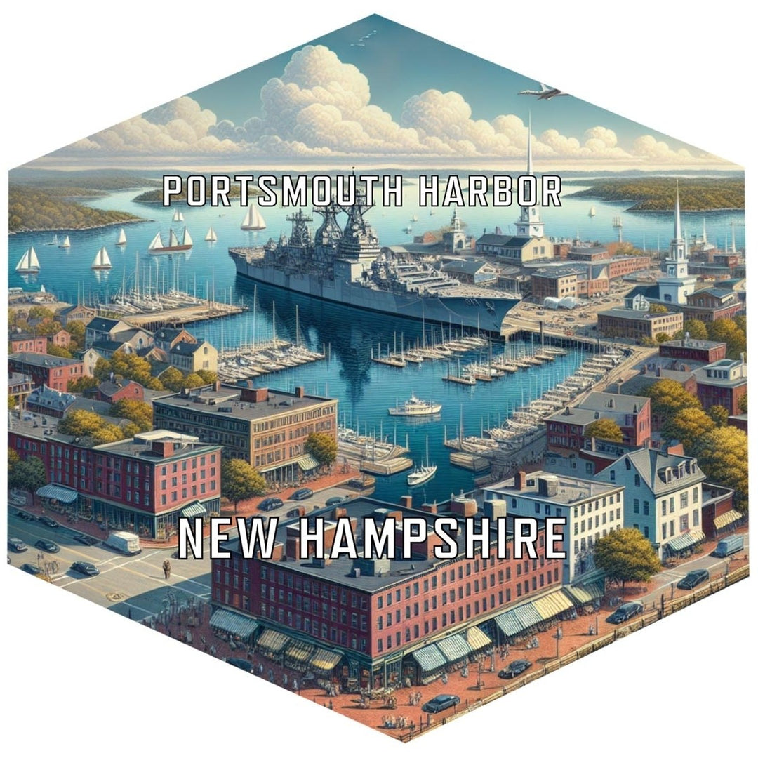 Portsmouth Harbor Hampshire Souvenir Travel Destination Die Cut Hexagon Fridge Magnet Image 1