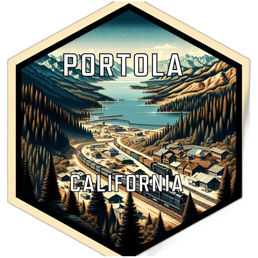 Portola California Souvenir Travel Destination Die Cut Hexagon Fridge Magnet Image 1