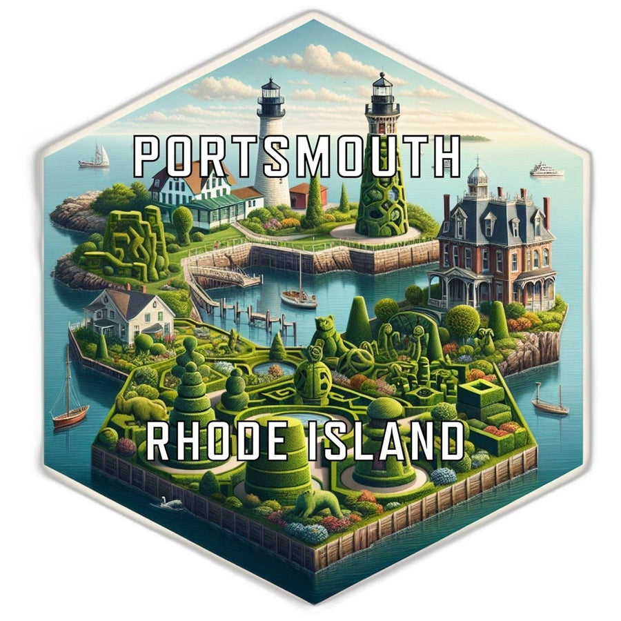 Portsmouth Rhode Island Souvenir Travel Destination Die Cut Hexagon Fridge Magnet Image 1