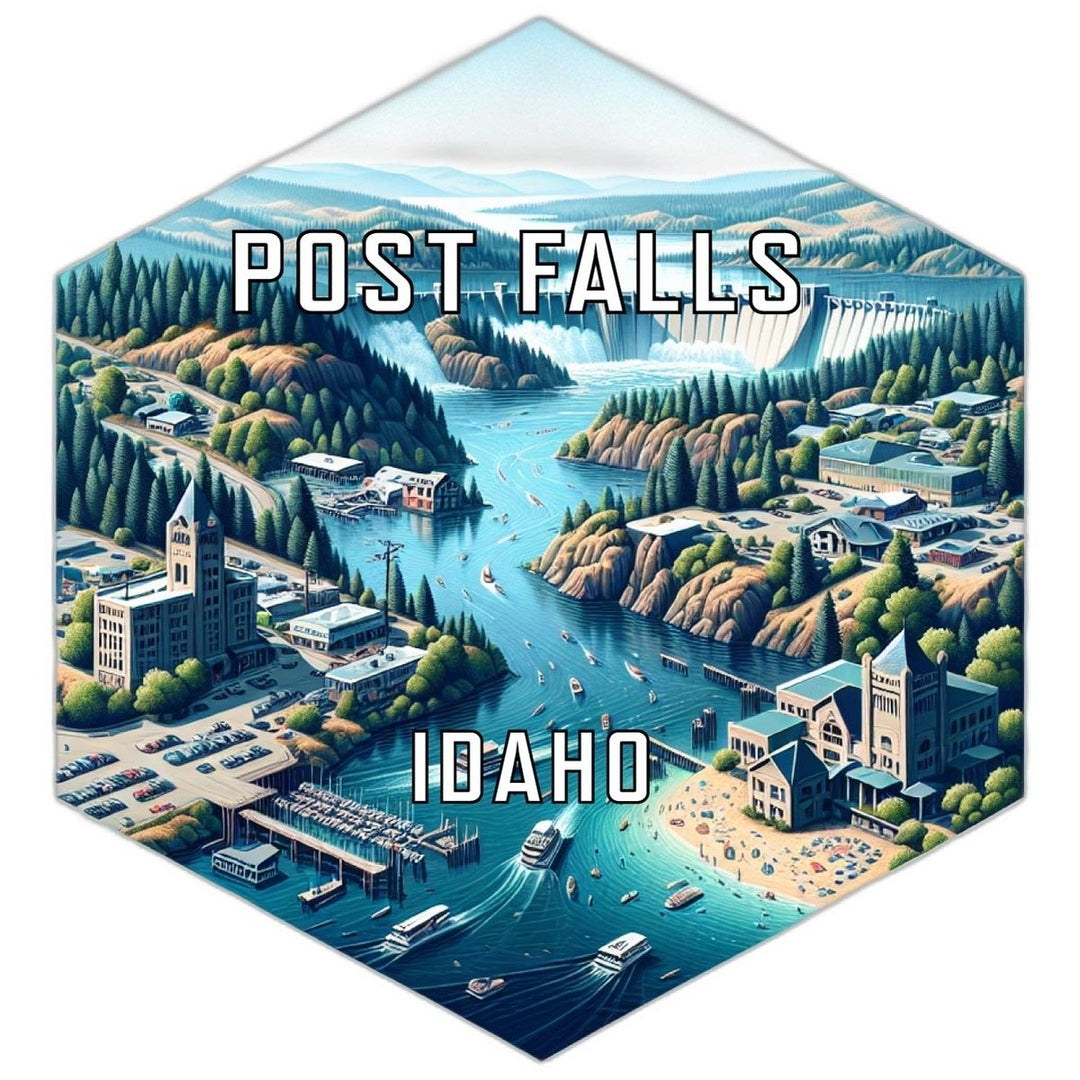 Post Falls Idaho Souvenir Travel Destination Die Cut Hexagon Fridge Magnet Image 1