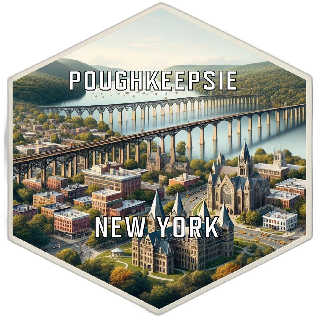 Poughkeepsie York Souvenir Travel Destination Die Cut Hexagon Fridge Magnet Image 1